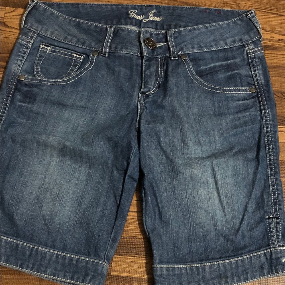 Guess Dark Blue Denim Bermuda Shorts